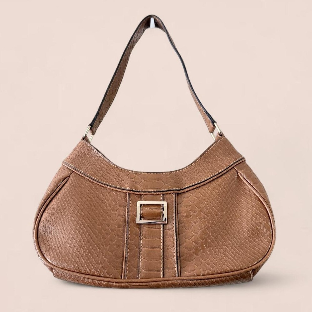 Crazy Horse Liz Claiborne Brown Snakeskin Shoulder Bag Y2K Purse